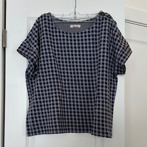 Madewell Navy and Gray Checkered Blouse
